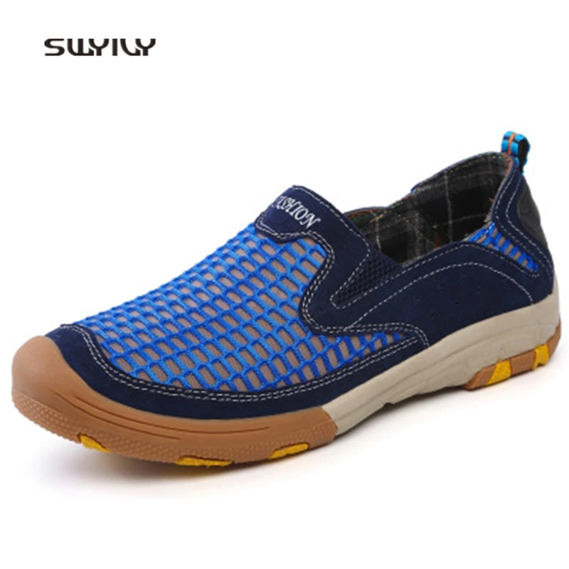 SWYIVY Men Hiking Shoes Barefoot Slip-on Mesh Breathable Sport Shoes 2018 Hard-wearing Super Light Climbing Shoes For Males
