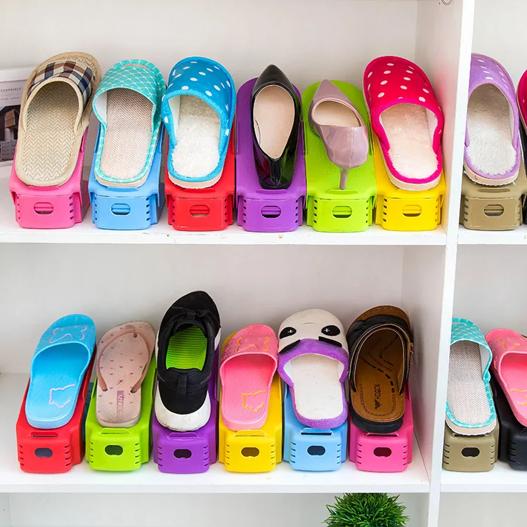 8 шт/лот домашняя трехмерная вешалка для обуви цельные простые двойные DIY пластиковый цветной стеллаж для хранения обуви
