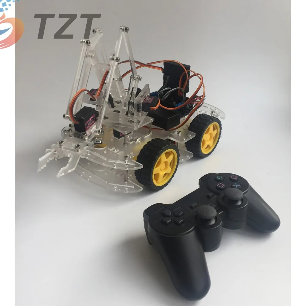 

2018 4 Axis MeArm DIY Arduinos Robot Arm Kit Car Wheel Design with PS2 Remote Control Joystick