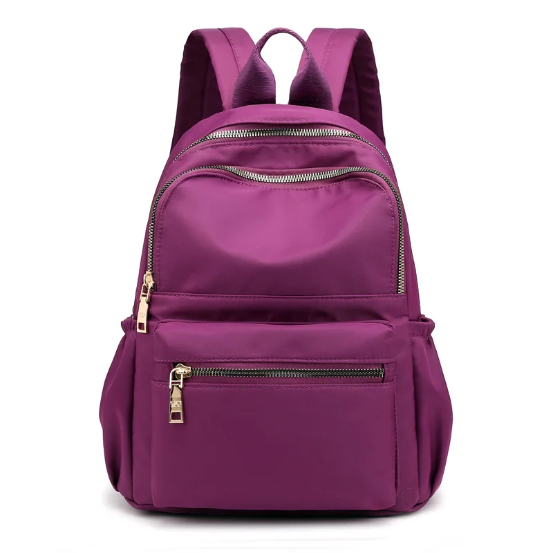 Женские Водонепроницаемые нейлоновые рюкзаки, многофункциональные сумки с ромбовидной решеткой, вместительные однотонные рюкзаки для девочек, Mochilas Feminina - Цвет: Purple