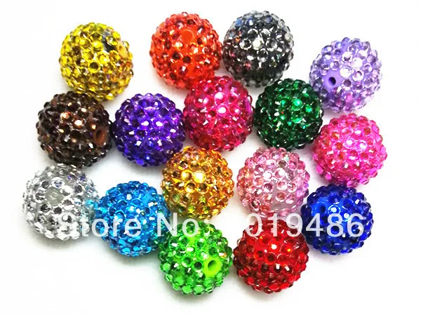 

18X20MM Mix color 100pcs / lot Chunky Resin Rhinestone Beads,Bling Resin Ball Beads, for Chunky Necklace Jewelry