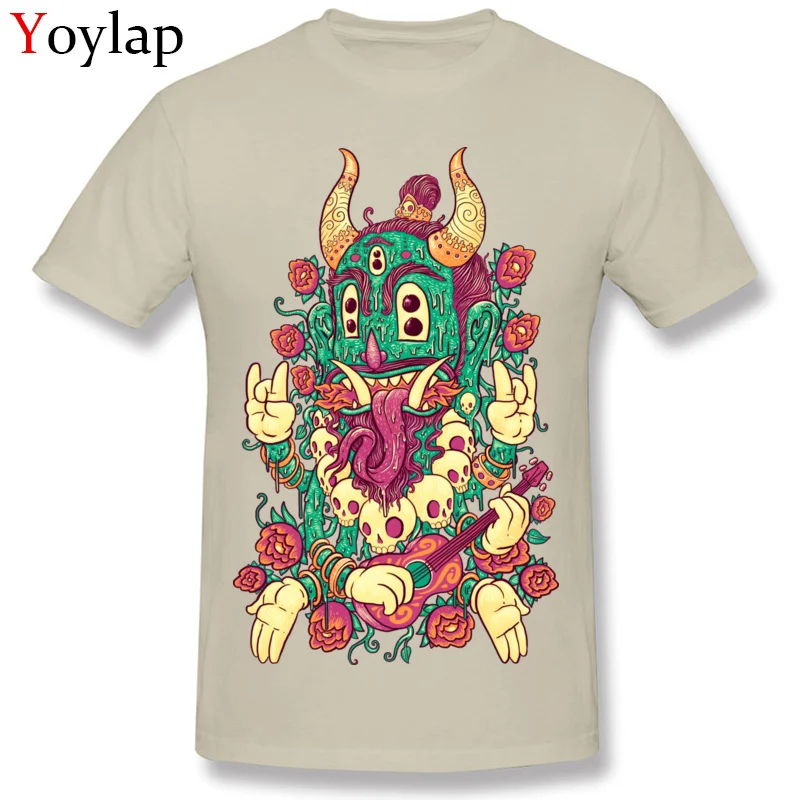 Company Student T-Shirt Crew Neck Summer Fall Short Sleeve 100% Cotton Tops Shirts Rockin Island Demon Casual Tee Shirt beige