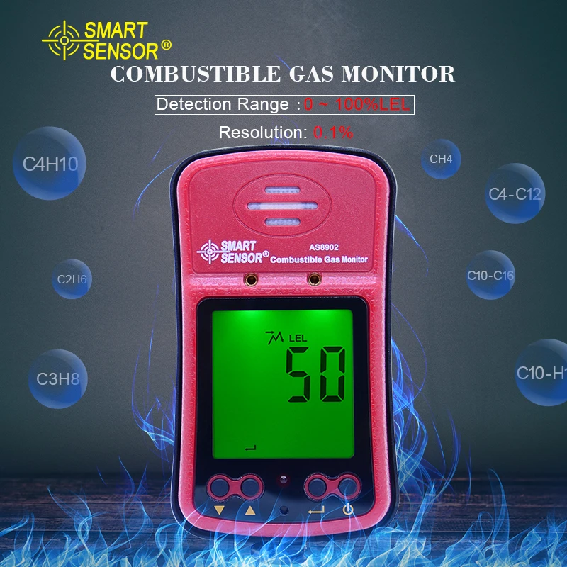 

Combustible gas monitor 0-100% Natural Gas Coal Gas Methane Toxic Gas detector Air Quality Monitor+rechargeable battery AS8902