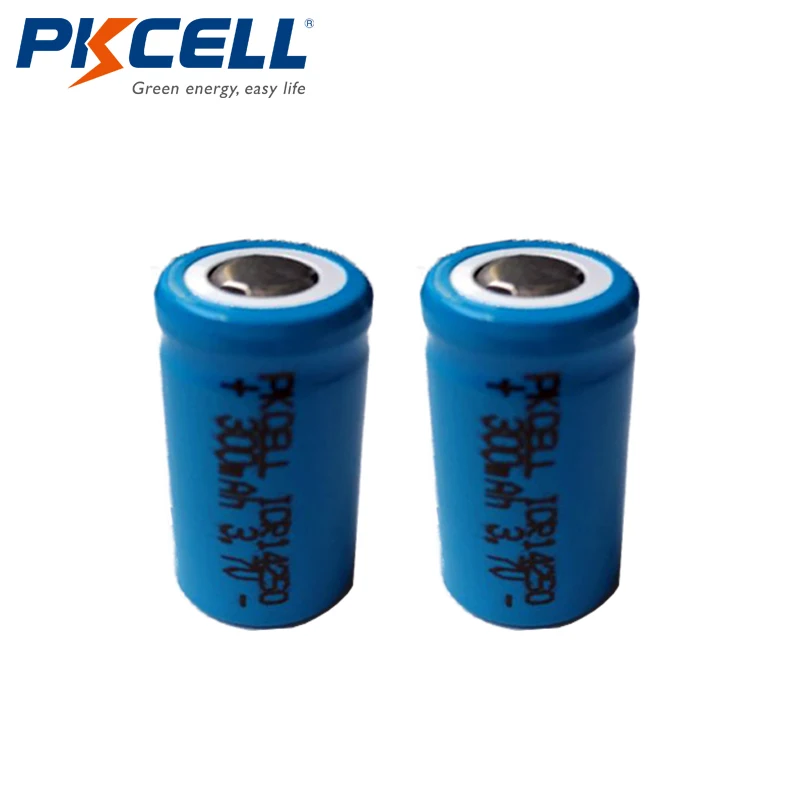 

2PCS PKCELL 3.7V 300mAh ICR14250 1/2AA Li-ion Rechargeable Battery For LED Torch