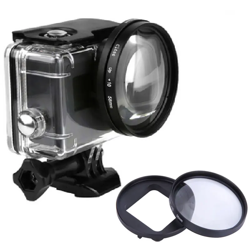 

58mm Close-up +10 10X Macro Lens Filter+ 58mm Lens Adapter Ring for gopro Hero 5 Waterproof Housing Case Action Cam Accessories