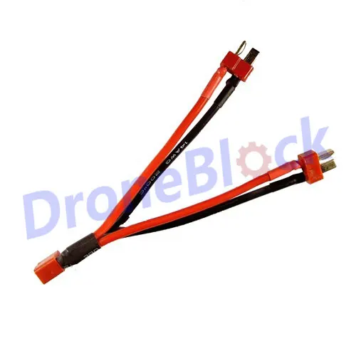 

1 T plug Female to 2 T plug Male 14AWG 100mm Parallel lines Model battery adapter cable Dean Y Cable