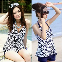 2016 Swimming Suit for Women Maillot De Bain Floral Print Swimsuit Plus Size Swimwear Dress Female Push Up Bra Bathing Suit