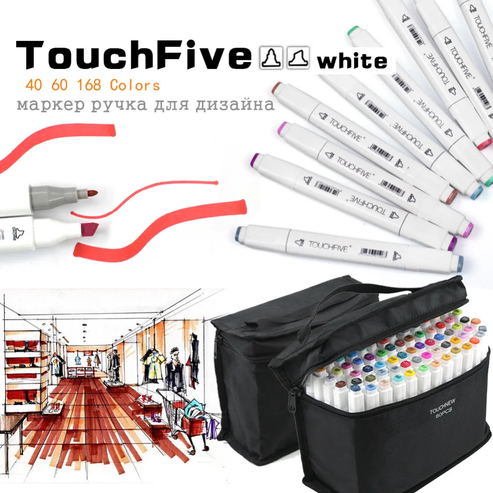 TouchFive 48/60/80/168 Цвета двойной наконечник художественный Маркер ручки широких и
