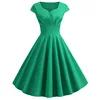 112834-6f7d59.jpg Femmes Robe d'été couleur unie rétro Vintage années 50 60 décontracté fête bureau Robe Rockabilly robes robes