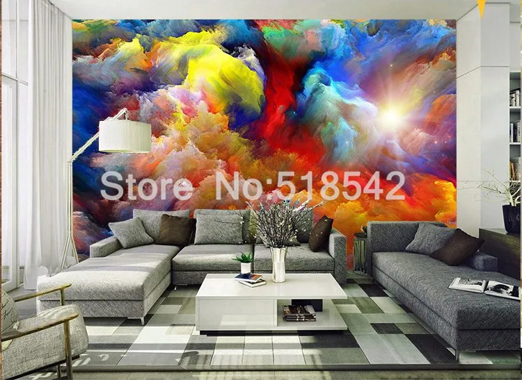Индивидуальные 3D Настенная Обои красочные облака Гостиная диван Задний план Домашний Декор фото обои Papel де Parede 3D