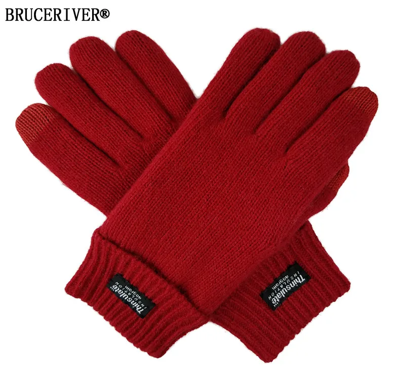 Braceriver женские шерстяные вязаные перчатки с подкладкой Thinsulate и функцией сенсорного экрана - Цвет: Red