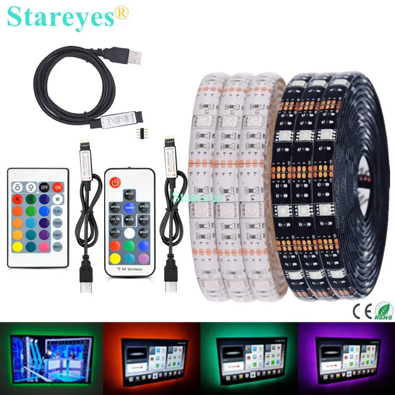 Светодиодная лента RGB SMD 5050 DC5V 30 светодиодов/м гибкая Водонепроницаемая IP20 IP65 1 м 2 3