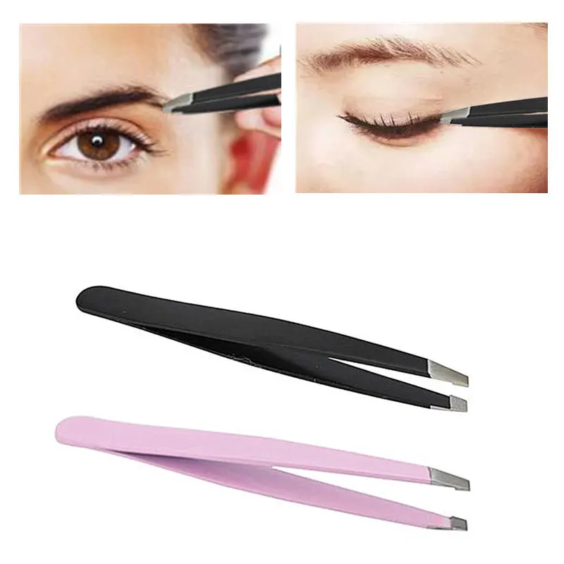 

2019 Eyebrow Tweezers Slanted Puller Stainless Steel Face Hair Removal Eye Brow Trimmer Eyelash Clip Cosmetic Beauty Makeup Tool