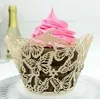60 шт./партия бабочка, выполненный филигранной лазерной резкой бумажные обертки для кексов обертки, воротники для свадьбы, дня рождения, украшения для торта - Цвет: Ivory