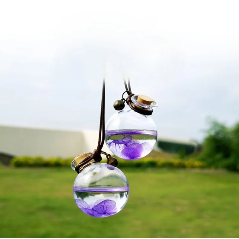 

Car Perfume Bottle Air Freshener With Flower For Essential Oils Auto Ornament Perfume Pendant Empty Hanging Bottle Car Styling