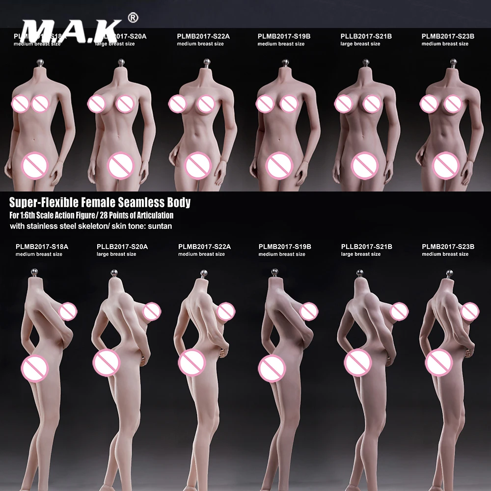 Corpo sem Emenda Boneca de Peito Médio para 1 Escala S23b Fêmea Super Flexível Figura Modelo Suntan Cor Pálida Cabeça 1 - 6 S22a 14 suntan cor pálida boneca de peito médio para 1 6 cabeça