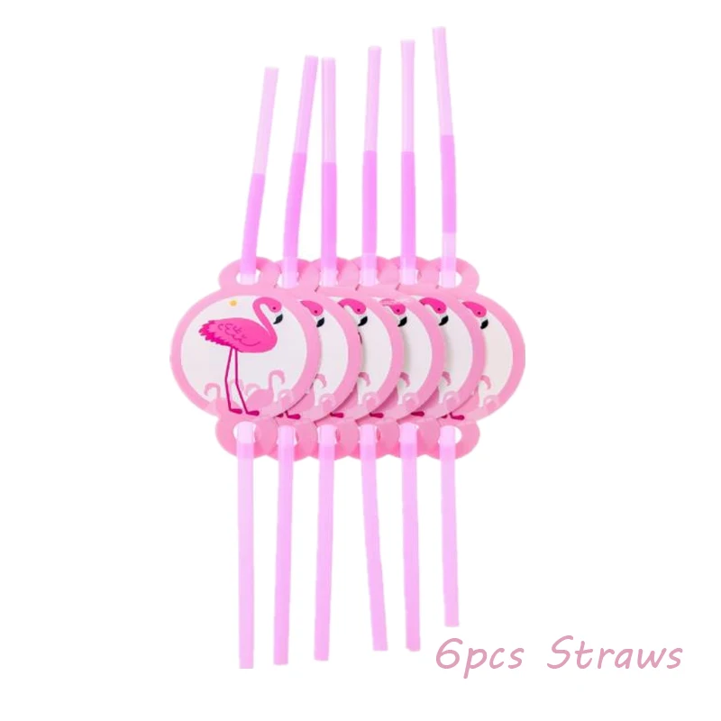 Omilut Розовый фламинго день рождения поставки набор тарелок салфетки чашки Посуда Фламинго Свадебный декор ананас Фламинго Suppli - Цвет: 6pcs Straws