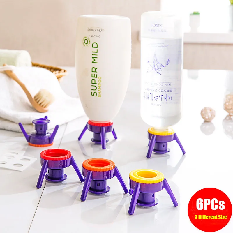 6pcs Inverted Shower Gel Shampoo Leakproof Bottle Caps Soap Dispenser