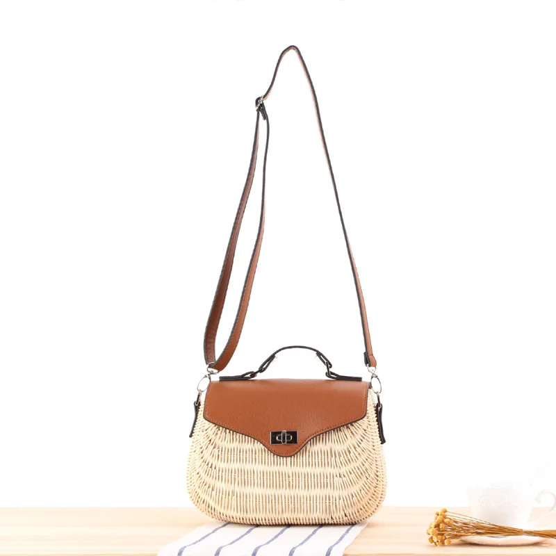 Новые летние повседневные пляжные соломенные плетеные сумки из ротанга, маленькие плетеные сумки-мессенджеры, круглые дорожные сумки M517 - Цвет: 1