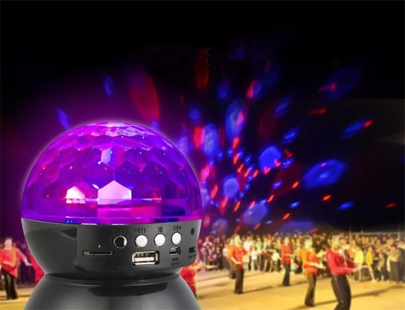 Светодиодный светильник Bluetooth динамик беспроводной Хрустальный шар Диско сабвуфер громкий динамик поддержка FM Танцевальная вечеринка звуковая коробка для телефонов