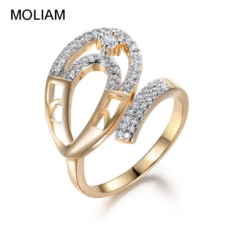

MOLIAM Fashion Exaggerate Geometric Open Rings for Women Cubic Zirconia Hollow Water Drop Shaped Finger Ring Jewelry Gift MLR682
