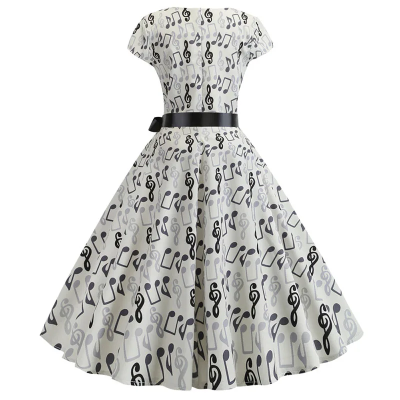 Music Notes Short Sleeve Bow Dress - Artistic Pod