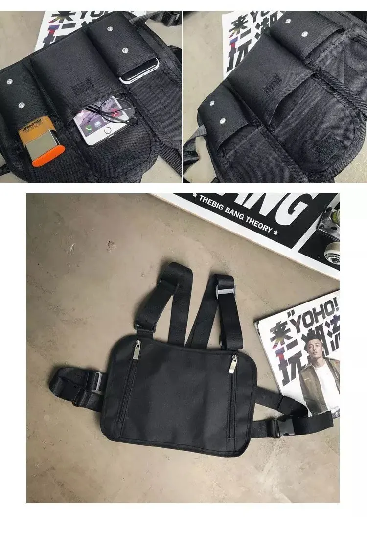 Тактическая нагрудная сумка для мужчин и женщин, черный жилет Kanye, поясная сумка, тактическая нагрудная сумка, уличная сумка, модная мужская сумка на плечо