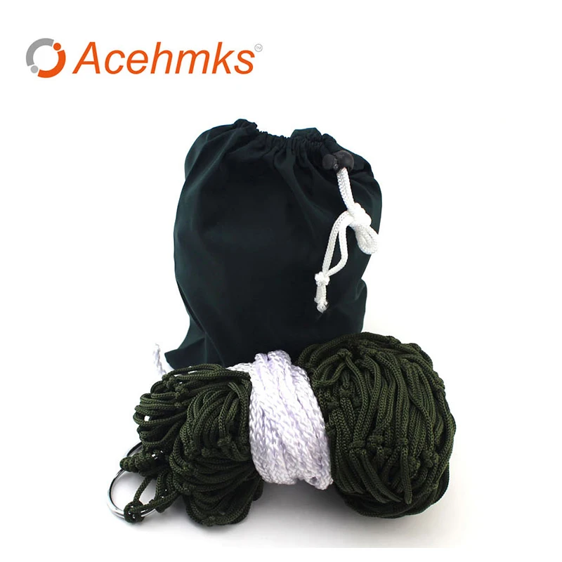 

Acehmks Nylon Mesh Rope Hammock Swing 260CM * 80CM Outdoor Portable Ultralight Hammocks Camping Bed With Tree Ropes 200CM * 2