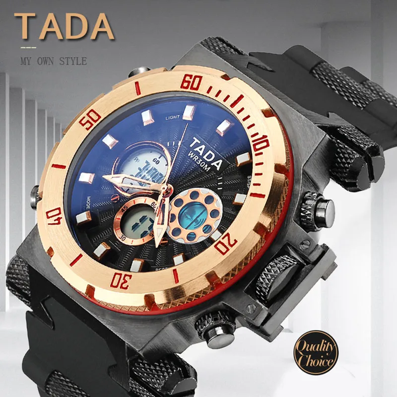 

Mens Watches Top Brand Luxury Quartz Digital Double Movement Watch Men Waterproof Dual Display Multiple Time Zone New Arrival