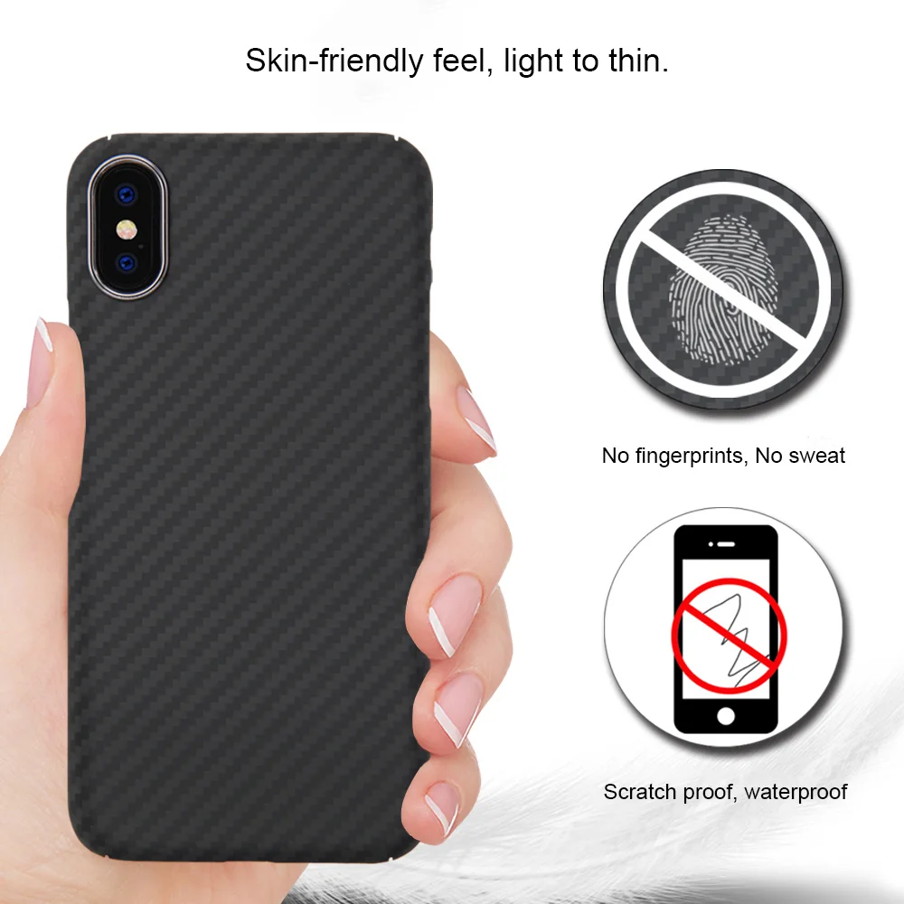 Slim Compatible Case for iPhone X Aramid Fiber [Real Body Armor Material] Case for iPhone XS XR XSMAX Cover Carbon Fiber Pattern iphone 11 Pro Max  silicone case