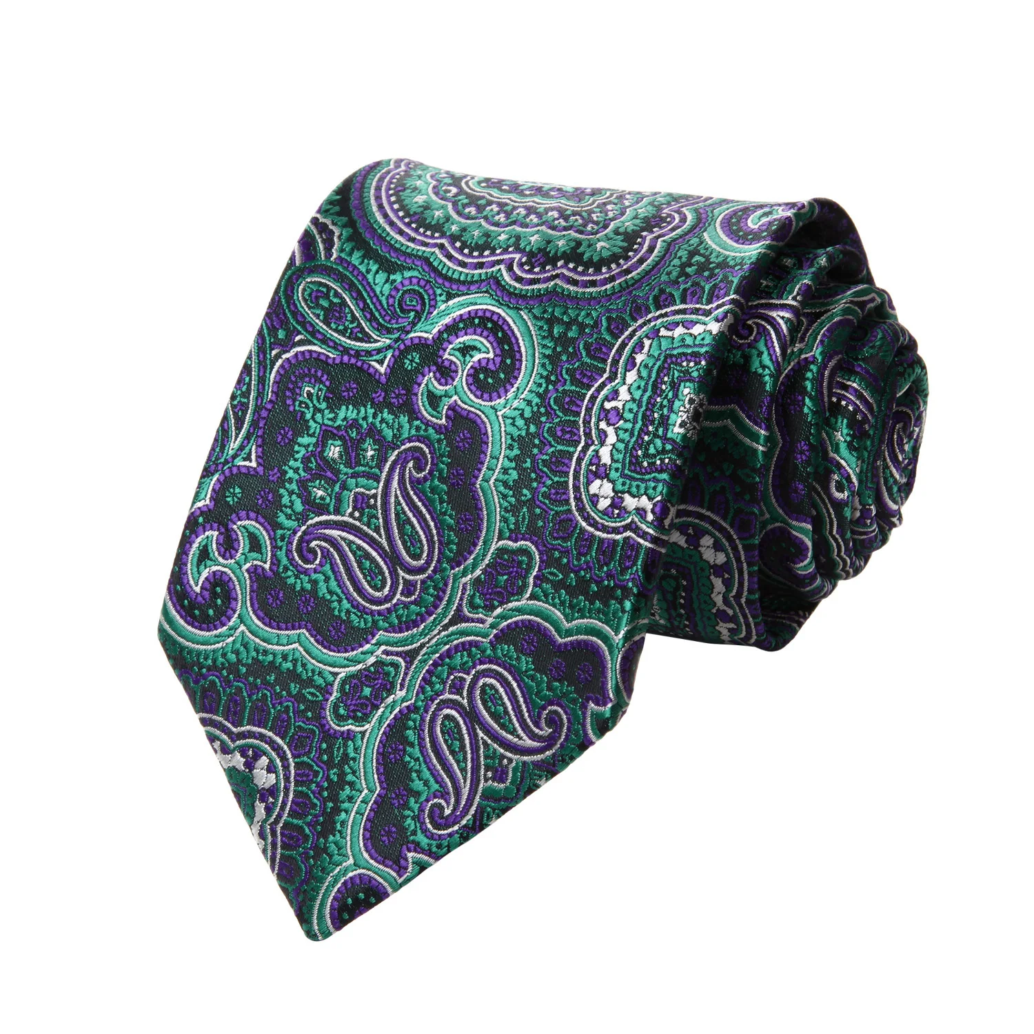  Party Wedding Classic Pocket Square Tie TP707P8S Purple Green Paisley 3.4