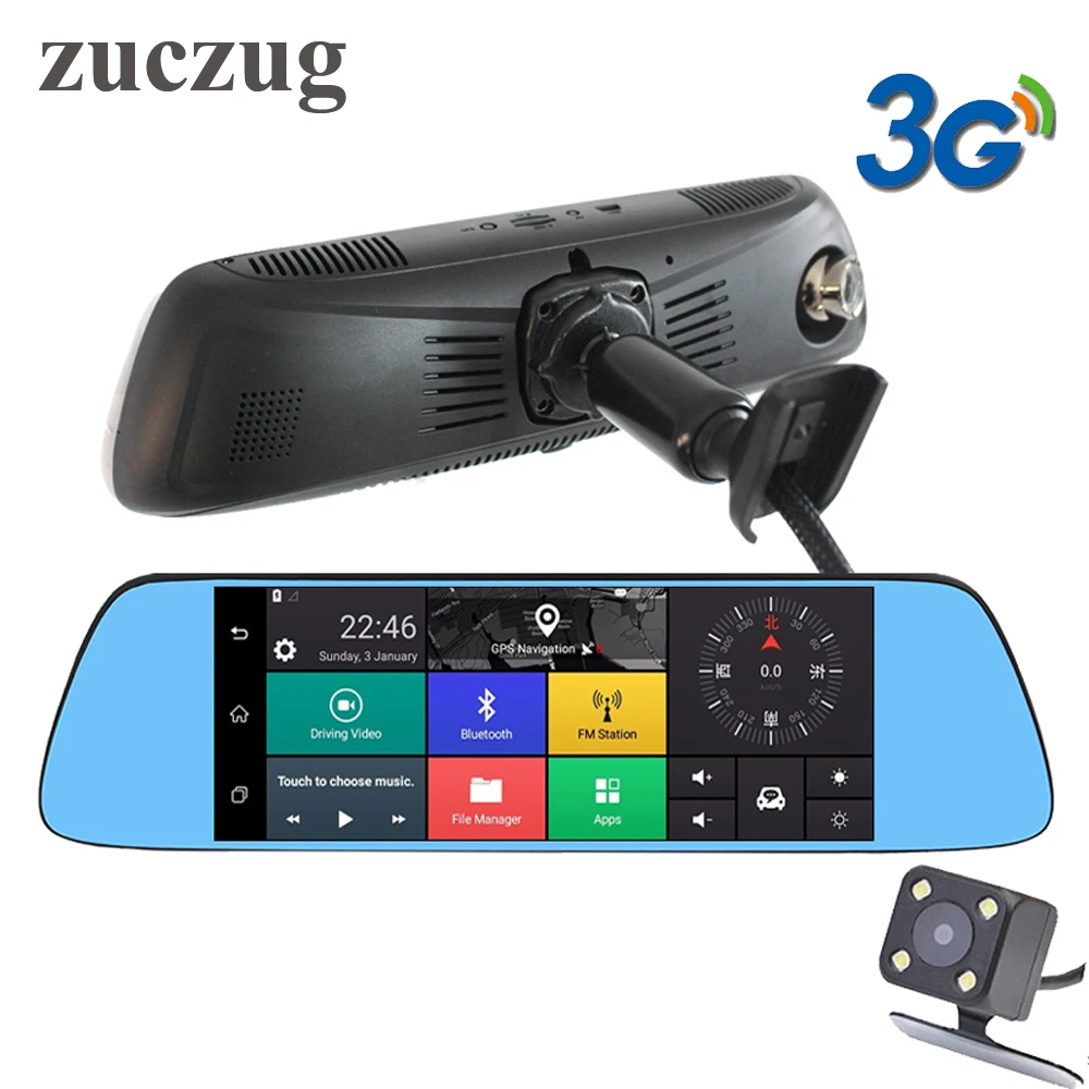 ZUCZUG 7\ 3G Special Car DVR Camera Mirror Android 5.0 GPS Dual Lens 1080P Android mirror Dash Cam mirror Video Recorder WIFI