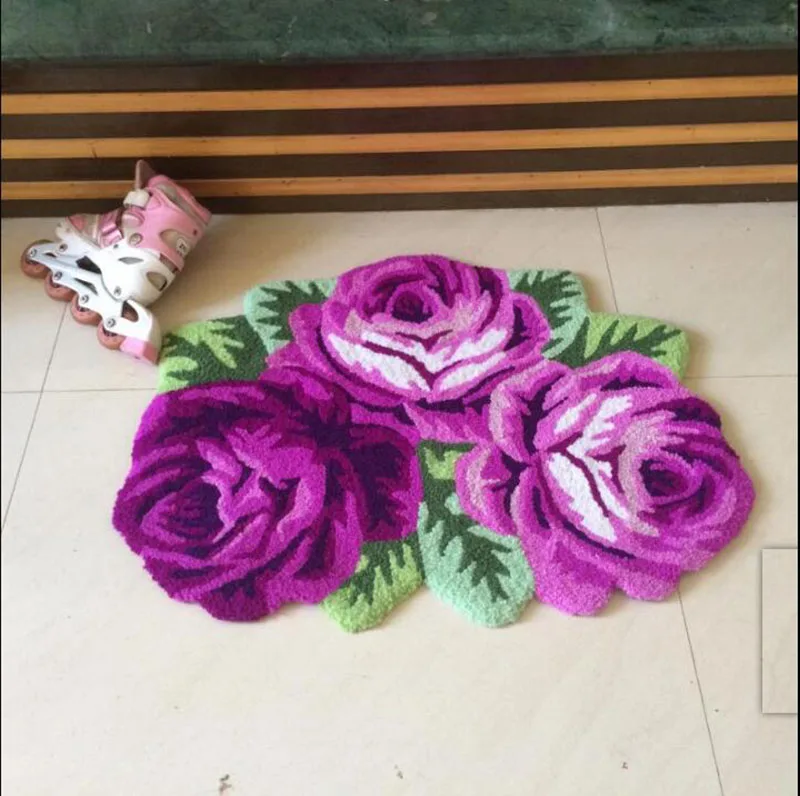 3 heteromorphic purple rose carpet irregular flower floor mat stair bedroom living room entry anti-slip warm pad home mat 3 heteromorphic purple rose carpet irregular flower floor mat stair bedroom living room entry anti-slip warm pad home mat