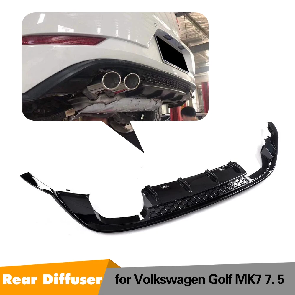 

Black PP Rear bumper lip spoiler diffuser For Volkswagen VW Golf 7 7.5 MK7 standard And GTI 2017 2018 Four Outlet
