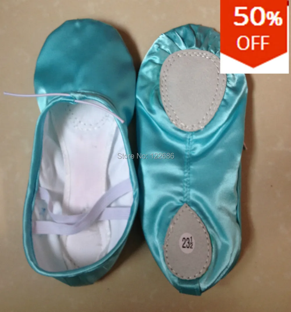 NEW Adult Children Satin Vamp Split Sole Soft Ballet Dance Slippers