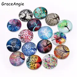 GraceAngie 20 шт. Mixed12mm 20 мм Круглый Фото Стекло кабошон смешанный узор Fit Камея База Установка для ювелирных изделий Flatback ювелирные изделия DIY