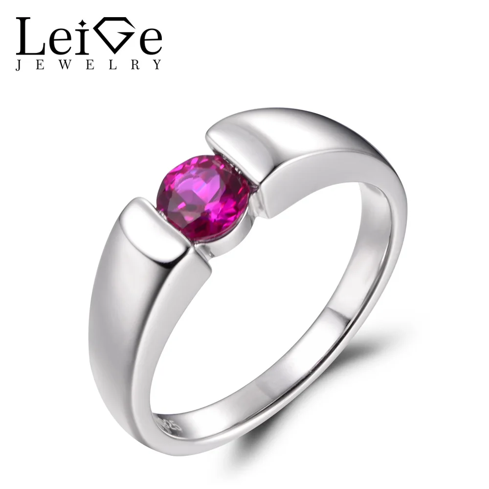 LeiGeJewelryRubyEngagementRingsJulyBirthstoneRoundShapeRed