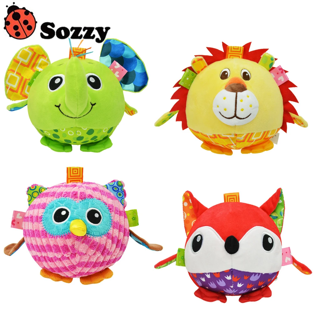 1pcs SOZZY Baby Soft Stuffed Plush Animal elephant monkey bed Rattles