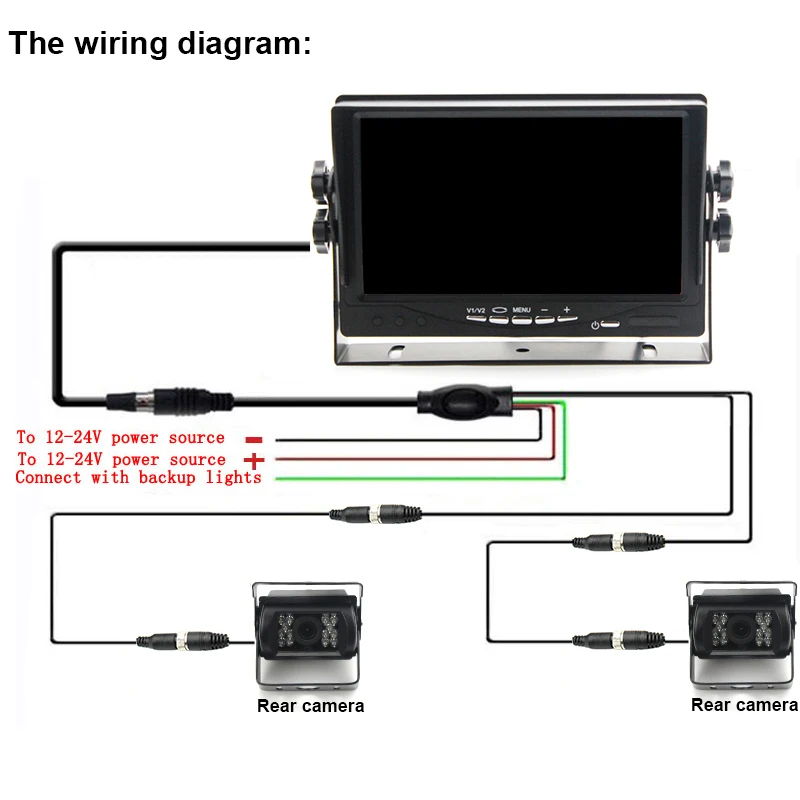 12 V-24 V " TFT ЖК-дисплей HD 800x480 автомобильный монитор+ 2x 4Pin RV тормозной фонарь для грузовика 18 светодиодов Ночное видение Водонепроницаемый заднего вида с оборотным бэкапом Камера