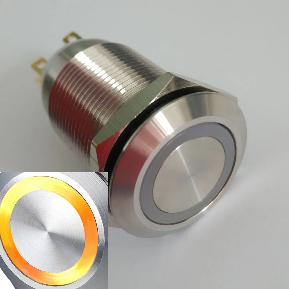 Dia. 22mm Waterproof 1NO1NC Momentary Push Button Switch (110V Yellow