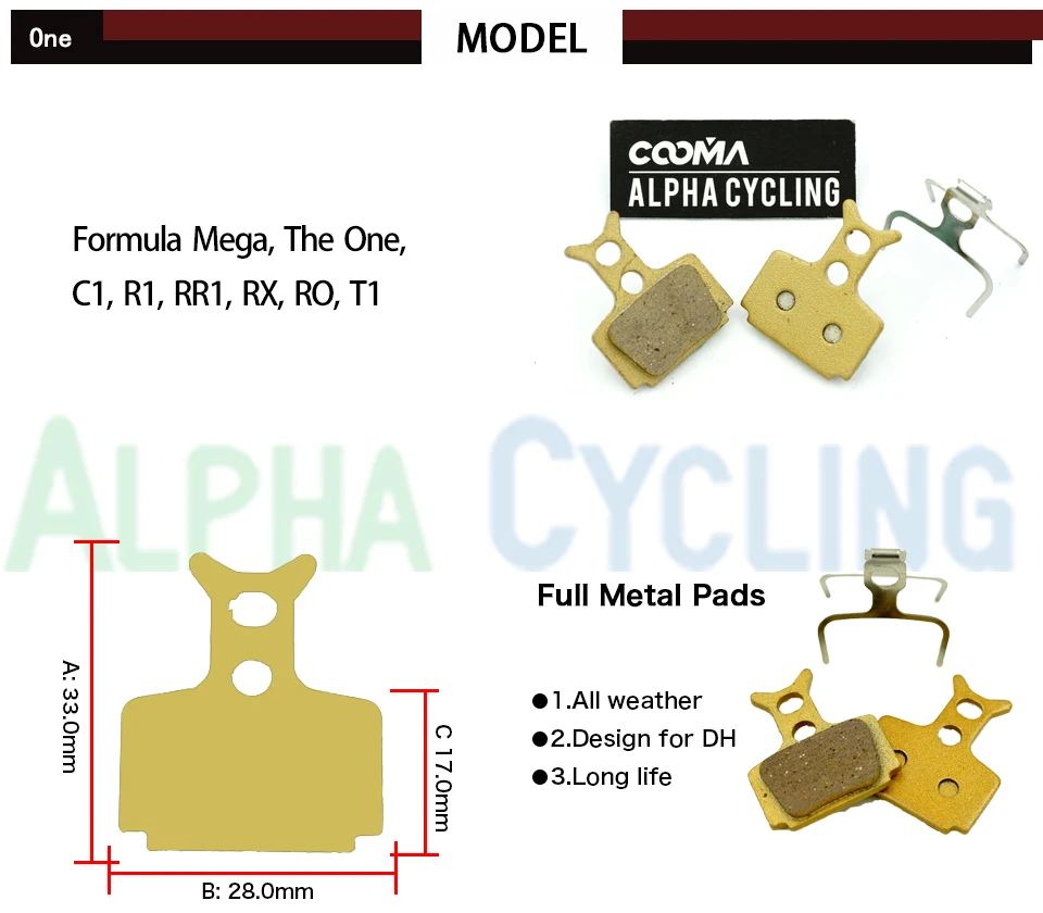 Велосипедные дисковые Тормозные колодки для Formula RR1, R1R, R1, RO, RX, T1, Mega Disc Brake, Gold Full Metal, 4 пары