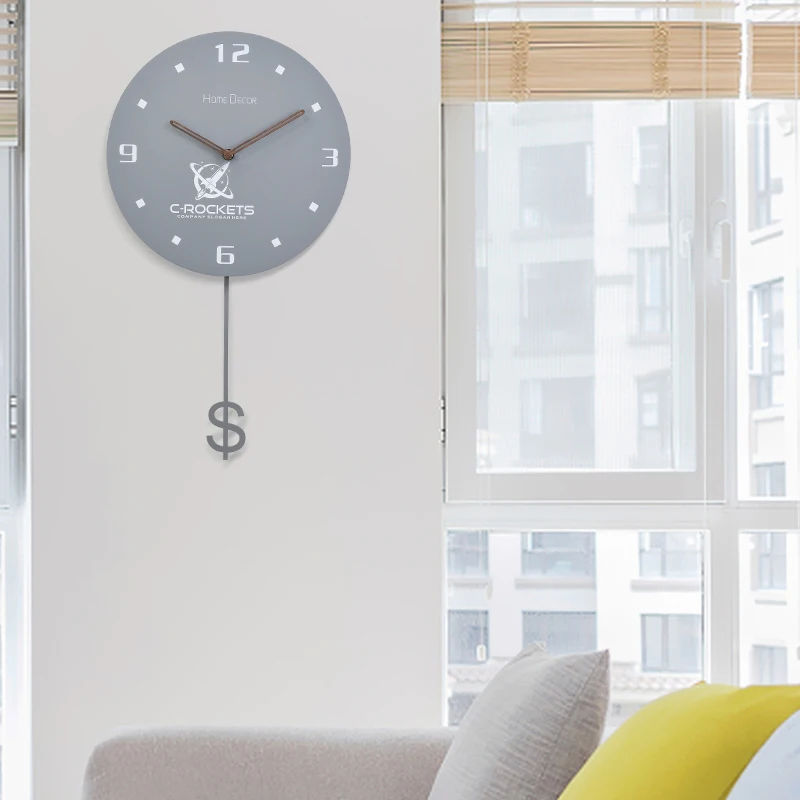Желтая стена в современном минималистическом стиле часы с маятником бесшумные скандинавские деревянные часы лицо креативный Европейский Klok часы для декора стен 50w018