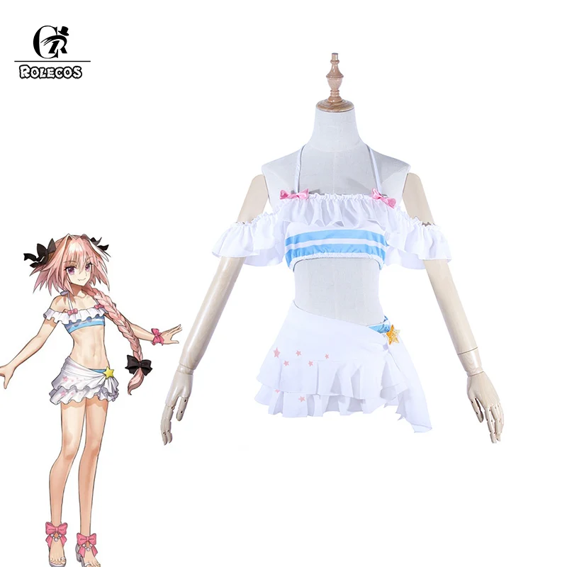 

ROLECOS Fate Astolfo Cosplay Costume Game Apocrypha Swimsuit FGO Cosplay Women Costume Girl Swimsuit Fate Grand Order Bikini