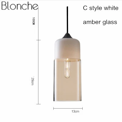 Подвесной светильник из скандинавского стекла s Led Лофт подвесной светильник Современный E27 промышленный Декор Светильник для кухни спальни Домашний Светильник - Цвет корпуса: C Style white amber