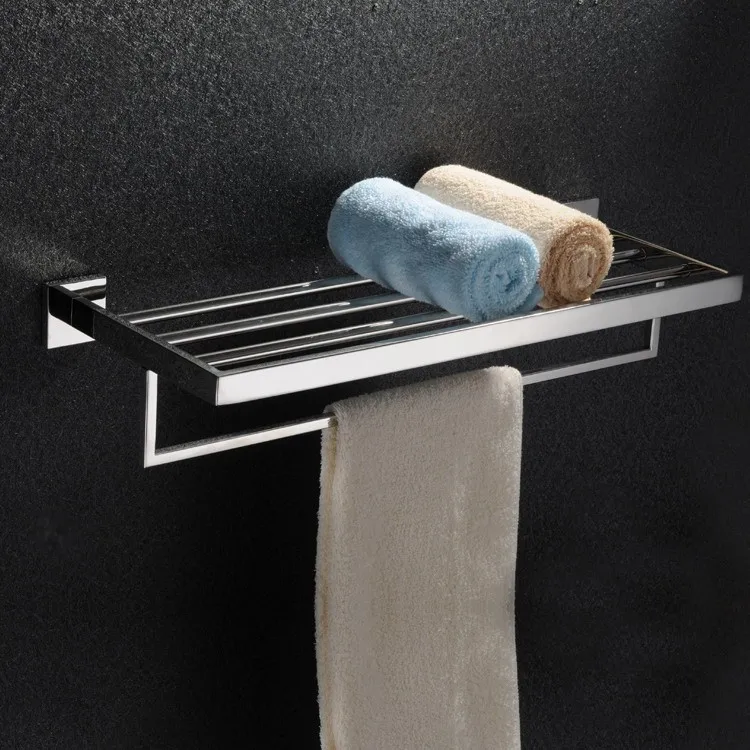 (24" 60cm)New Chrome Project SQUARE Stainless Steel Double Layer Towel