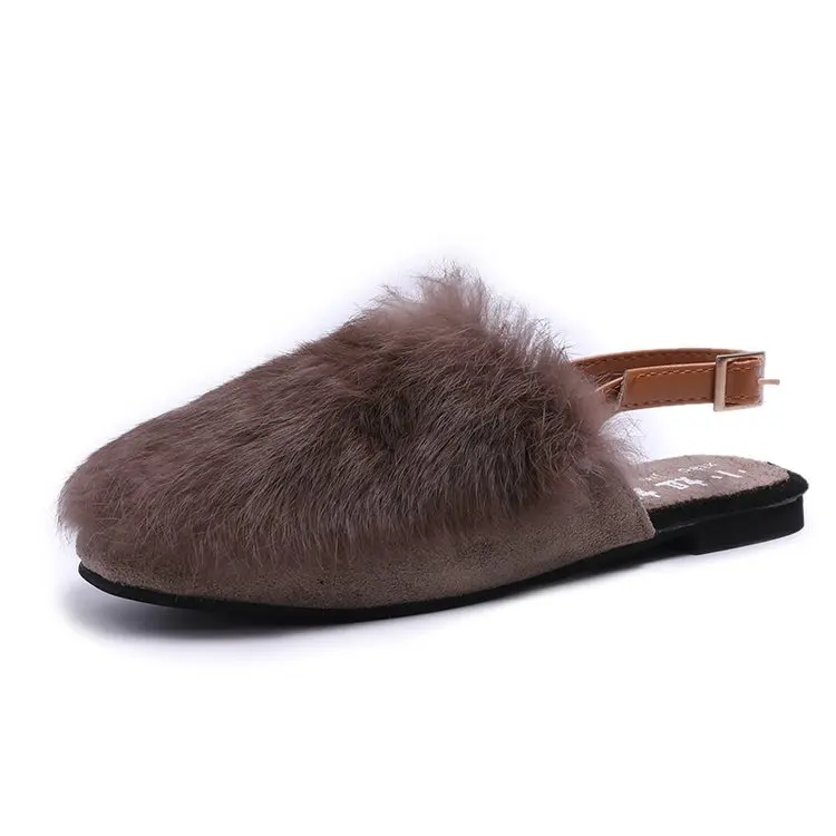 

2019 Women's Furry Slippers Ladies Cute Plush Fox Hair Fluffy Slippers Women's Fur Slippers Winter Warm Slippers for Women