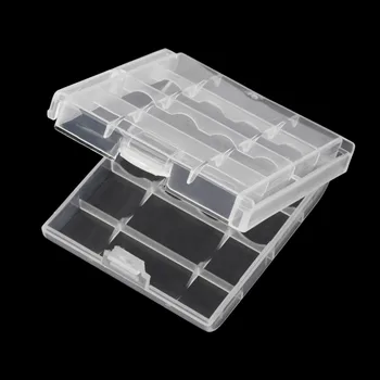 

White Plastic Battery Storage Box Hard Plastic Case Cover Holder for 4 pcs AA AAA Batteries Transparent