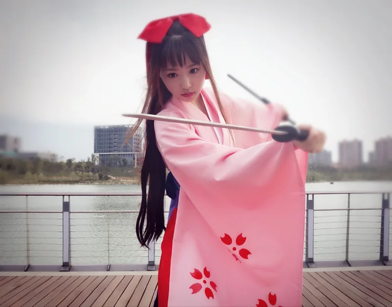 

Sakura Wars Shinguuji Sakura Cosplay Costume Anime Custom Made Kimono Uniform