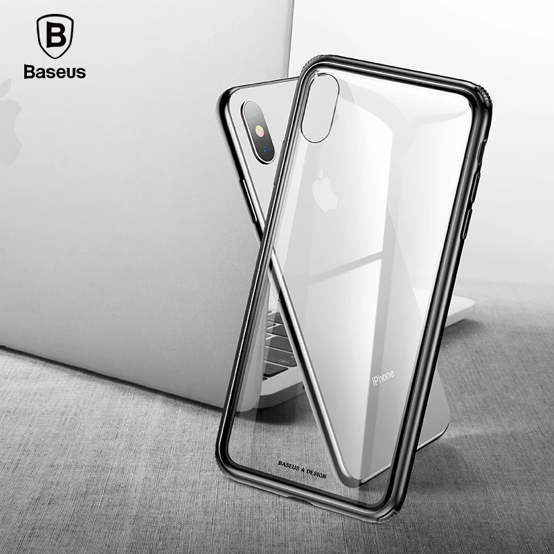 Роскошный оригинальный чехол Baseus из закаленного стекла для iPhone Xs Max XR телефона