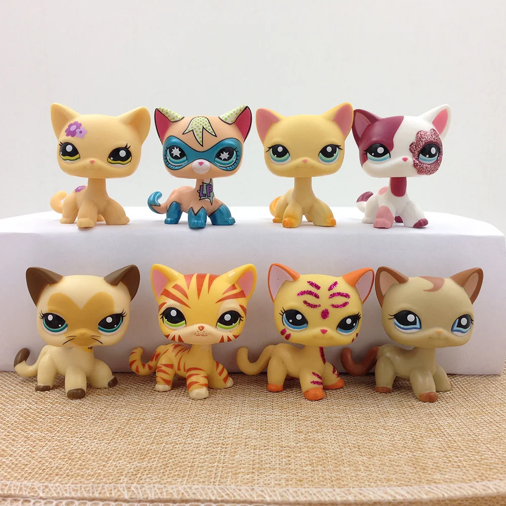 

Original Mini Pet Shop PS Collection Toy Short Hair Cat Standing Real Rare Figure Toys Kitty Great Gift for Kids Child Girls